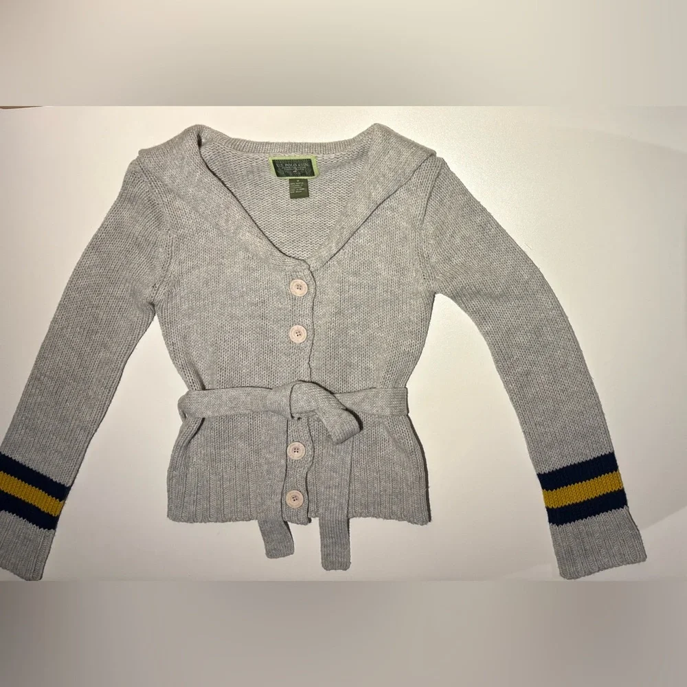 Rare VintageY2K U.S.PoloAssn. ShawlCollar KnitCardigan. Back With Sailor Collar - Picture 2 of 6